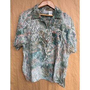 Vintage 80s Abstract Tropical Resort Shirt | Cabin Creek | Medium | Button Up